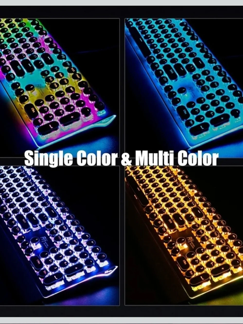 RK Royal Kludge S108 Retro Mechanical Keyboard RGB Blue Switch Wired Black